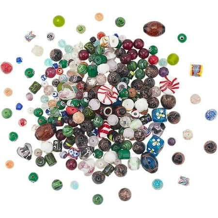 100PCS Glass Beads Mixed Shaped Glass Beads Bulk Crafting Beads Supplies Kit