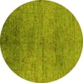 thumbnail image 1 of Ahgly Company Machine Washable Indoor Round Oriental Yellow Industrial Area Rugs, 4' Round, 1 of 4