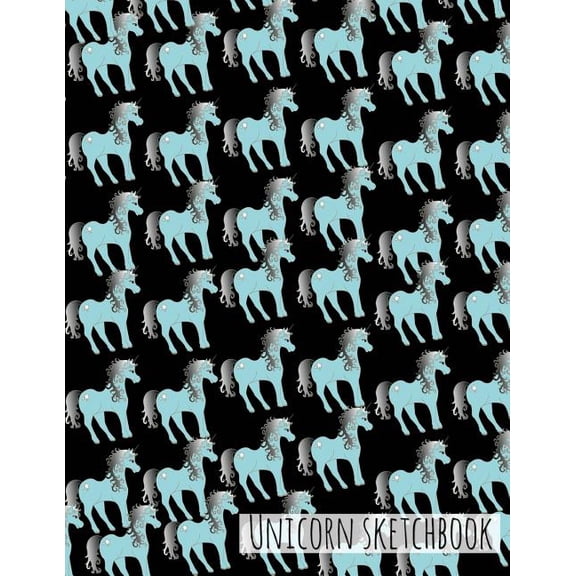 Unicorn Sketchbook - Cute Blue Unicorn Design : 8.5" X 11", Personalized Sketchbook, 100 pages, Durable soft cover, Drawing notebook (Magical Unicorn) (Paperback)