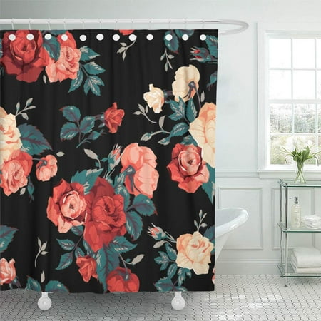 Pknmt White Flower Floral Pattern With Of Red And Orange Roses On