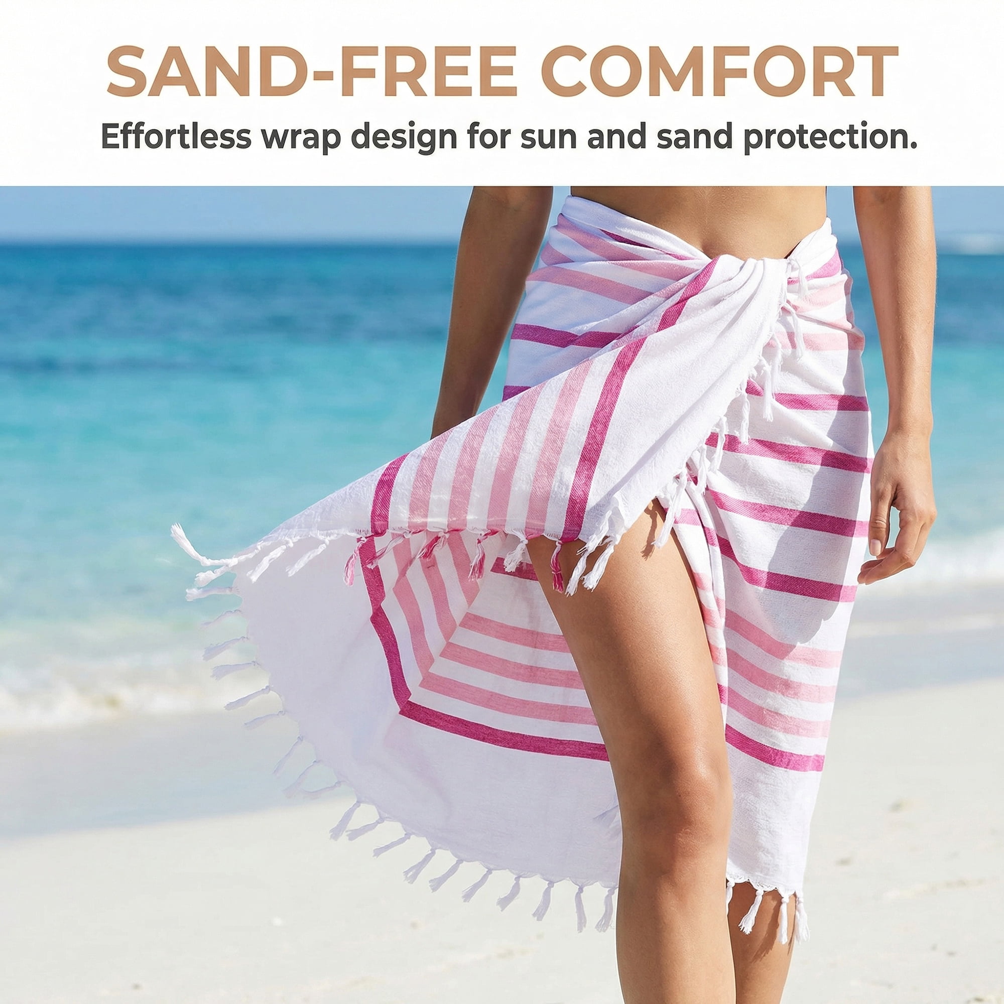 Unique Bargains 2 Pack Turkish Durable Beach Towel Pink/Red 71"x40"/71"x35"