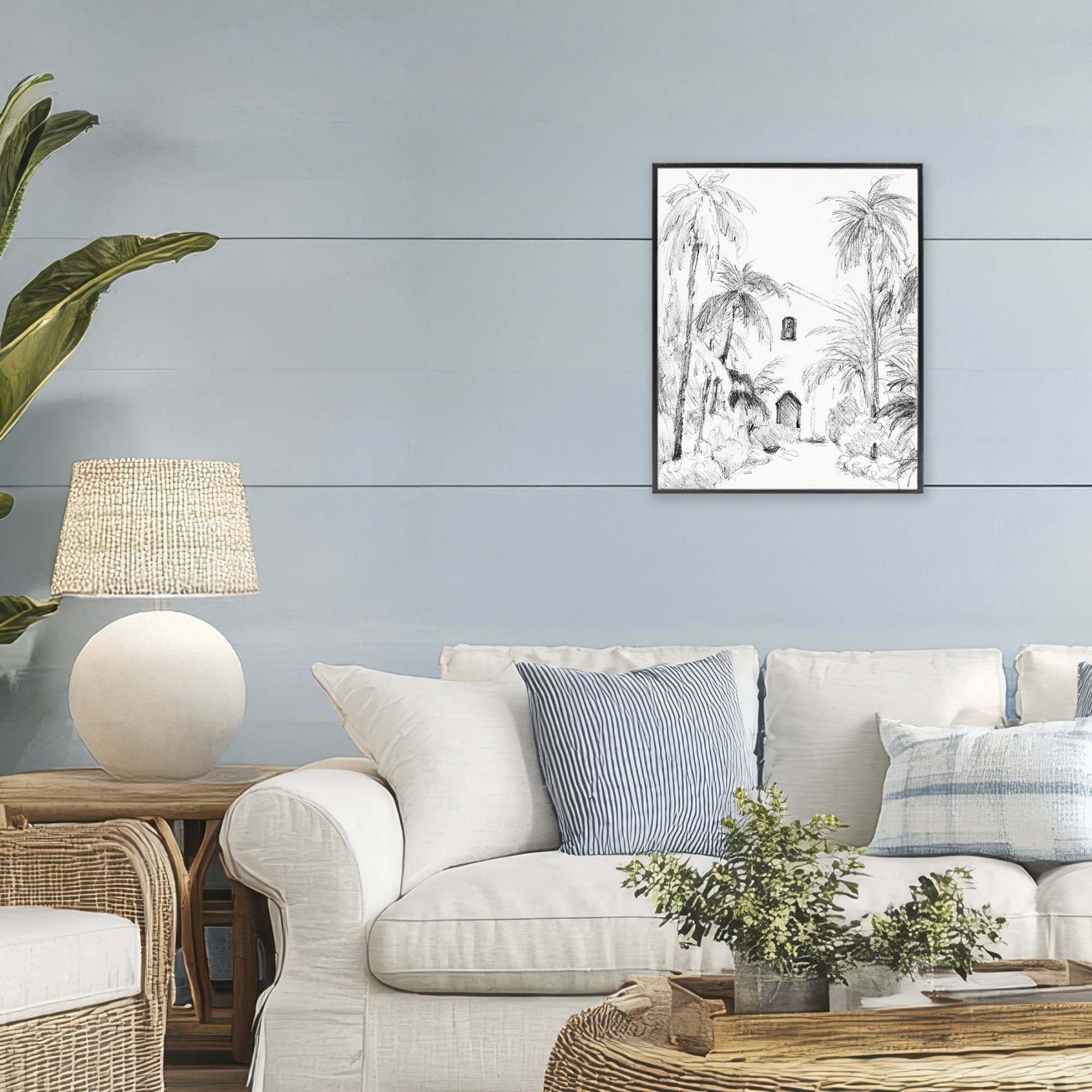 Stupell Industries Island Church Sketch Black Framed Giclee Art, design by Lanie Loreth