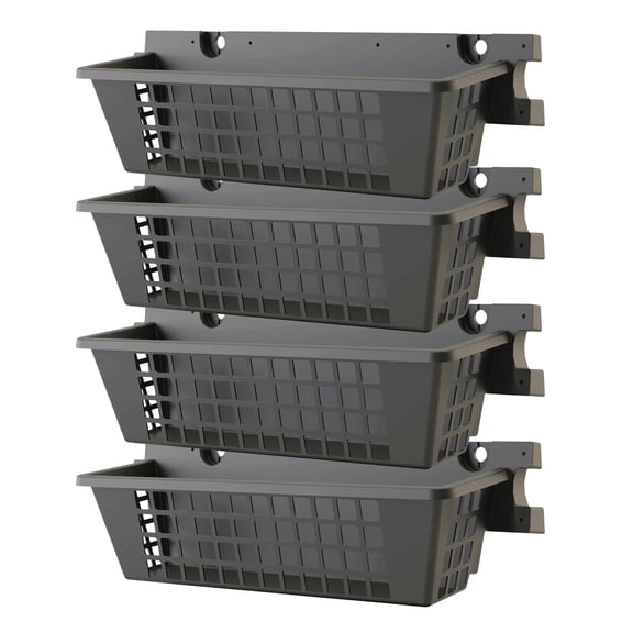 Suncast 4 Pack 25 x 7.25 Inch Resin Basket Accessory for Outdoor Shed, Black