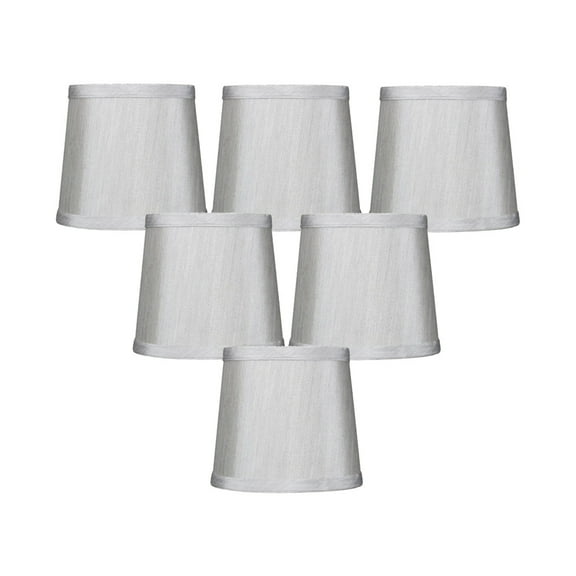 Set of 6 Gray Drum Chandelier Clip-On Lampshade 4x5x5