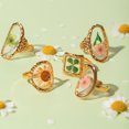 thumbnail image 4 of Bague en Acier Inoxydable Réglable avec Motif de Fleurs d'Éternité Rétro Littéraire Plaqué Or 18K pour Femmes Cadeau JDRW2403023, 4 of 6