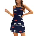 thumbnail image 1 of Fish With A Twist Sweetheart Knot Flared Dress Fashion Design Large Size Loose Dress Fish Pattern l Sea Beach, 1 of 5