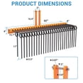 thumbnail image 5 of EcoSummer 60" Tow-Behind Landscape Rake, 3-Point Quick Hitch Dethatcher with 26 Spring Steel Tines, Category 0 & 1 Tractor Attachment, Heavy-Duty Powder-Coated Rake for Leaves, Pine Needles, 5 of 7