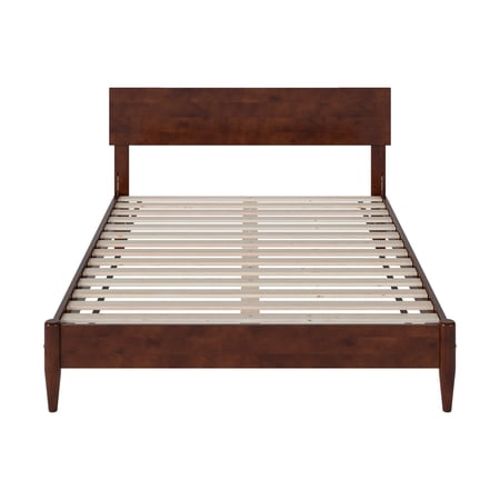 Modern Low Profile Platform Bed - Solid Wood Bed Frame Walnut Finish - Full Size Bed