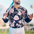 thumbnail image 5 of KLL Rose Flowers for Men's Baseball Shirts,Short Sleeve Casual Shirts Button Down Shirt for Men Beach Summer Wedding Shirt-4X-Large, 5 of 7