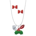thumbnail image 1 of Delight Jewelry Silvertone Little Bird Initial - F - Christmas Kiss Charm Necklace and Stud Earrings, 1 of 4