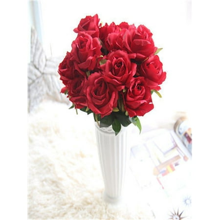 Artificial Fake Silk Roses Flower Bridal Bouquet Wedding Party Home Decor (Best Red Roses In The World)