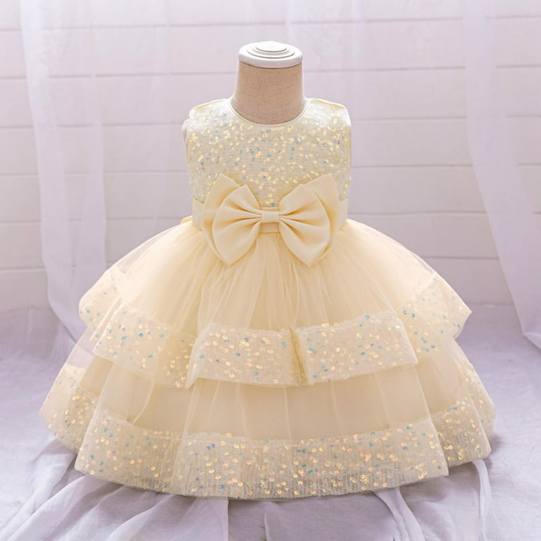 Haimao Baby Girls Dress Toddler Party Dress Cute Church Baptism Birthday Party formal Dress Rose Gold 6 Months, Infant Unisex