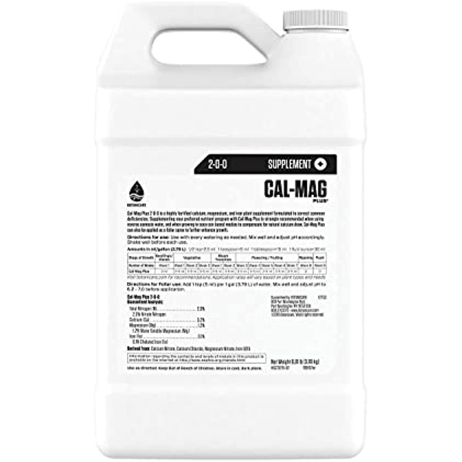 HGC732115 Cal-Mag Plus, A Calcium, Magnesium, and Iron Plant Supplement, Corrects Common Plant Deficiencies, Add to Water Or Use As A Spray, 2-0-0 NPK, 1-Gallon