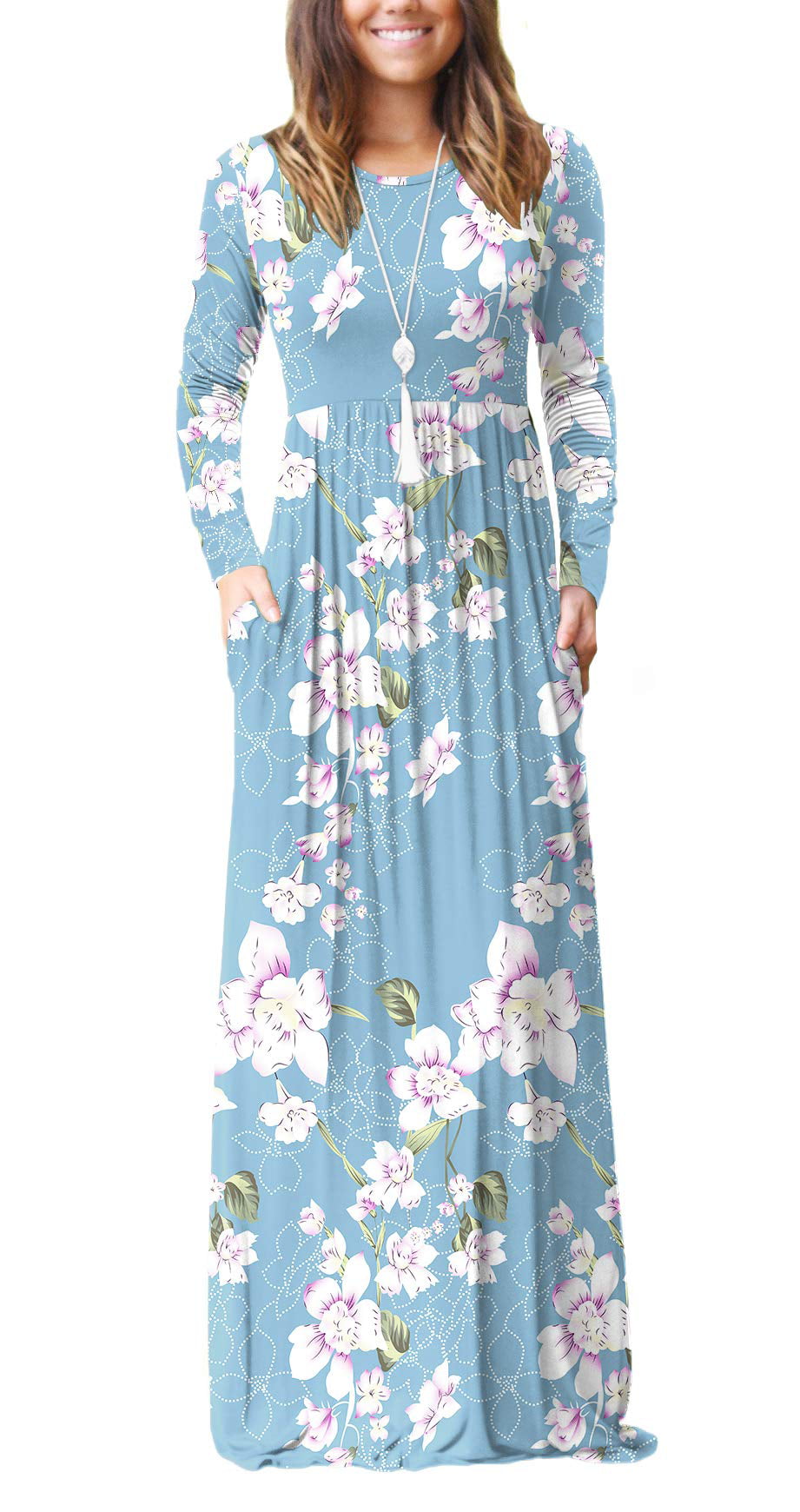 HAOMEILI Women Loose Plain Maxi Casual Long Dresses with Pockets -  Walmart.com