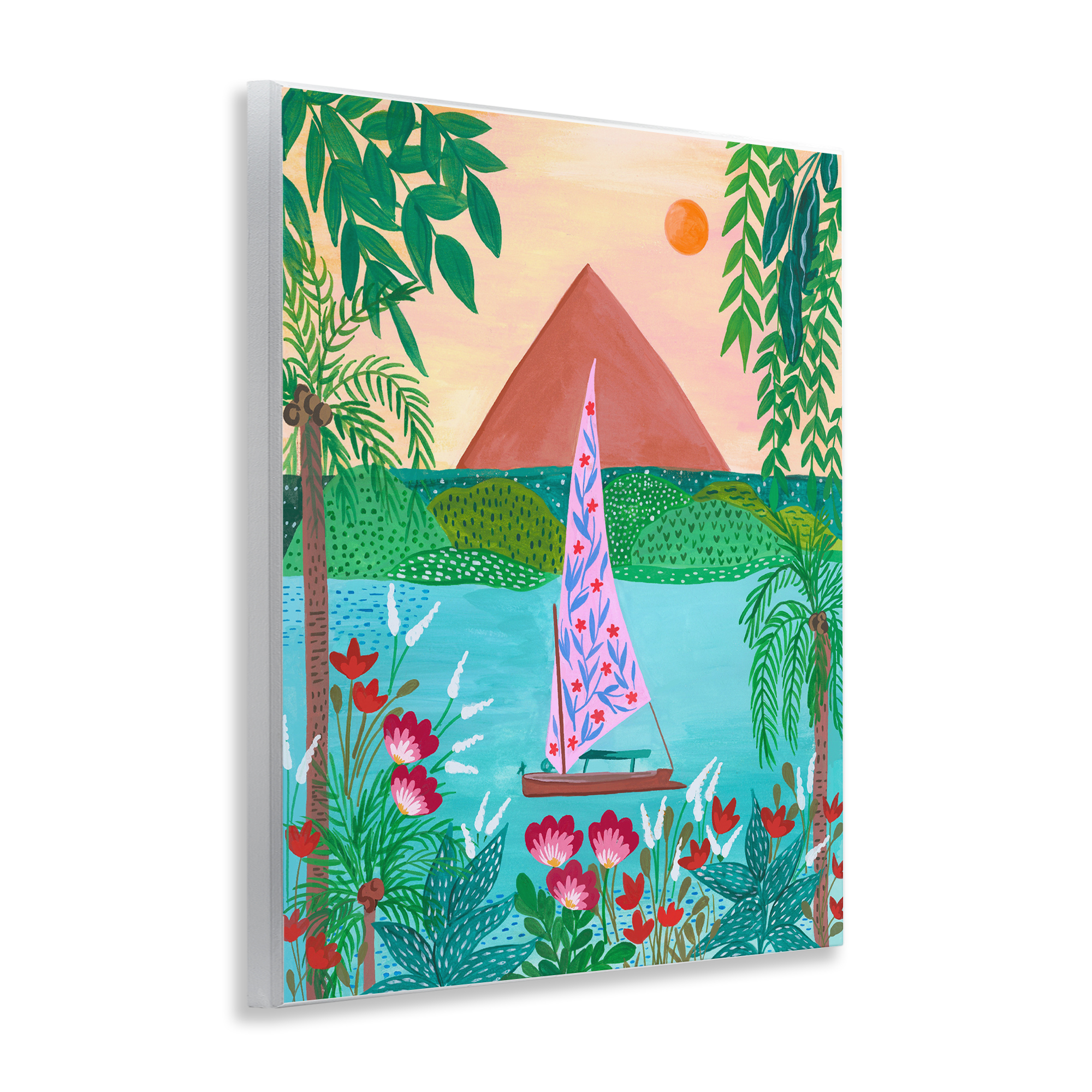 Sailboat on Egypt Nile Wall Plaque Art, design by Nabeela Rumi