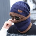 thumbnail image 2 of Conjunto de bufanda y gorro de invierno, gorro cálido con forro polar, calentador de cuello, gorro de punto con gorro de calavera grueso para hombres y mujeres, conjunto de gorro y bufanda d, 2 of 5