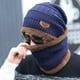 thumbnail image 2 of Conjunto de bufanda y gorro de invierno, gorro cálido con forro polar, calentador de cuello, gorro de punto con gorro de calavera grueso para hombres y mujeres, conjunto de gorro y bufanda d, 2 of 5