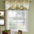 thumbnail image 3 of Sunflower Gnomes Curtain Valances for Windows, Kitchen Valance Window Treatments Panel 2 Pack, Spring Farmhouse Vintage Daisy Leaf Plaid Rod Pocket Short Curtains for Bathroom Bedroom 42 x 18 Inch, 3 of 8