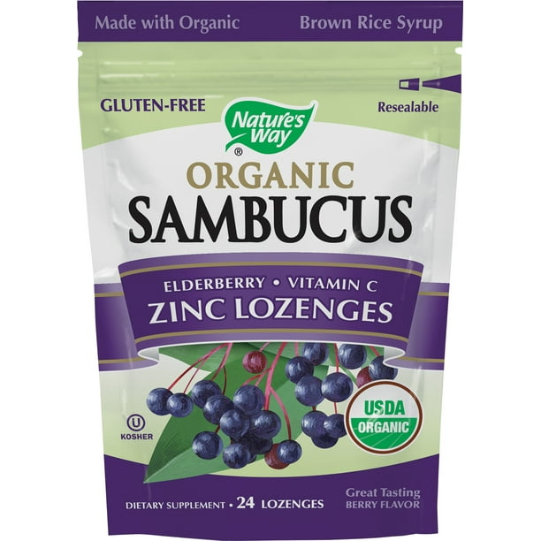 Nature's Way Sambucus Zinc Organic Lozenges, 24 Ct