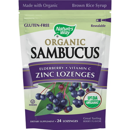 Nature's Way Sambucus Pastilles de zinc organiques, 24 Ct