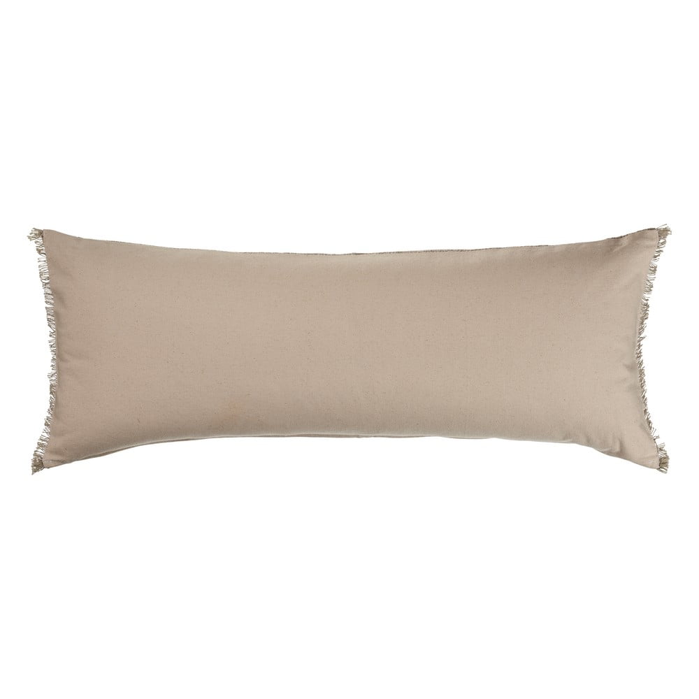 LR Home Bennett 14" x 36" Tan Fringed Linen Blend Adult Decorative Lumbar Throw Pillow Cover