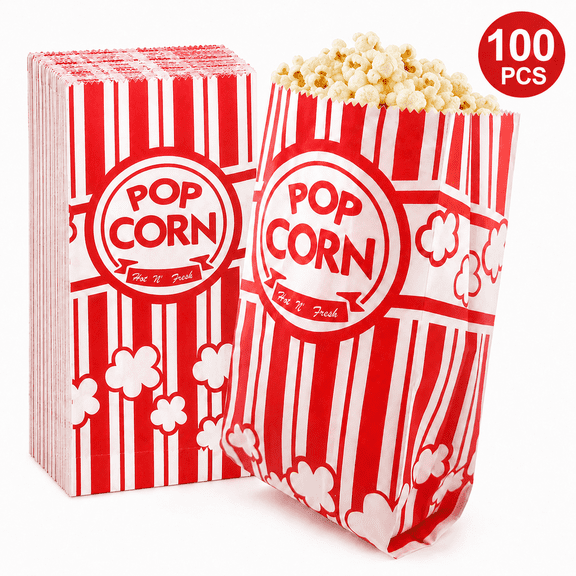 Popcorn Bags 1oz Disposable Paper Popcorn Bags for Party Supplies Retro Carnivals & Fundraisers 100Pcs