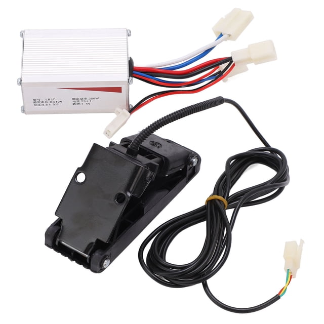 Controlador de velocidad de aluminio cepillado de 12 V y 250 W con pedal acelerador para bicicletas eléctricas, triciclos y motocicletas.