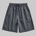 thumbnail image 3 of IYTR Men's Shorts Elastic Waist Drawstring Solid Color Shorts Summer Casual Beach Outdoor Sweatpants (Dark Gray,L), 3 of 8
