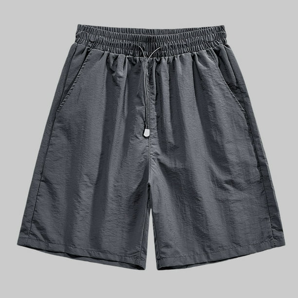 pstuiky Pantalones cortos cargo para hombre, Pantalones cortos casuales de color liso con cintura elástica y bolsillo con cordón para hombre Pantalones cortos de golf