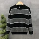 thumbnail image 2 of Suéteres de cuello redondo para hombre, suéteres de punto con cuello redondo, suéteres de rayas blancas para hombre, moda coreana, corte holgado, clásico XA, 2 of 5