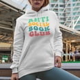 thumbnail image 2 of Anti Social Book Club, Introvert Book Readers or Lovers' Group Name, Groovy Retro Wavy Text Merch Gift, White Hooded Sweatshirt or Hoodie, 2XL, 2 of 5