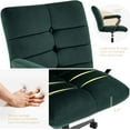 thumbnail image 4 of Velvet Home Office Desk Chair, Upholstered Adjustable Swivel Task Chair with Wheels, Tufted Mid-Back Computer Chair with Arms, for Study Living Room Vanity (Dark Green, Black Base), 4 of 9