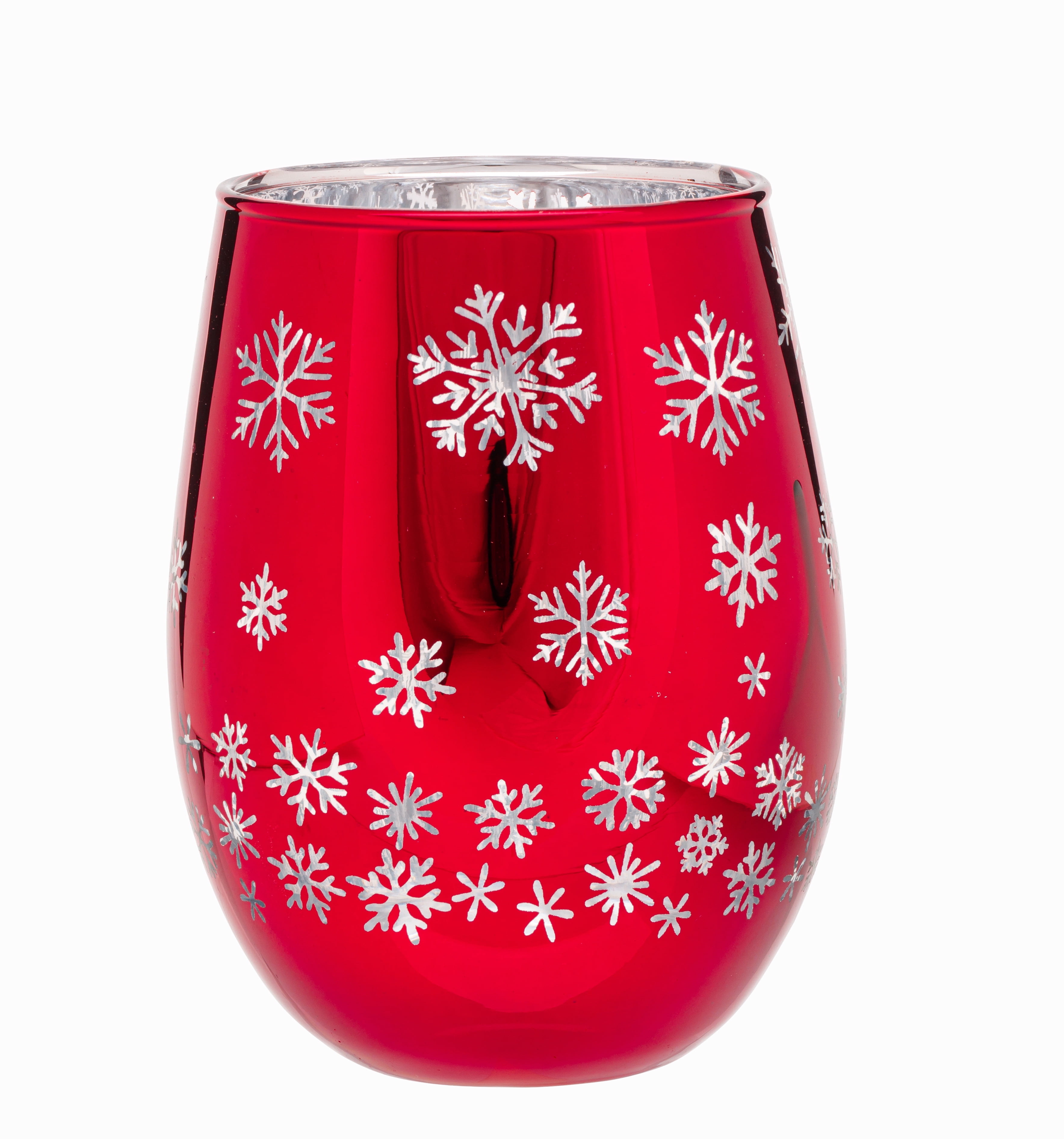 Stemless Snowflake Wine Glass 17.5 OZ Holiday Time