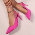thumbnail image 5 of Closed Toe Slingback Heels Wedding High Stiletto Heel for Women Pointed Toe Pumps Shoes Women's Casual Solid Color Metal Chain Open Back Heel, 5 of 9