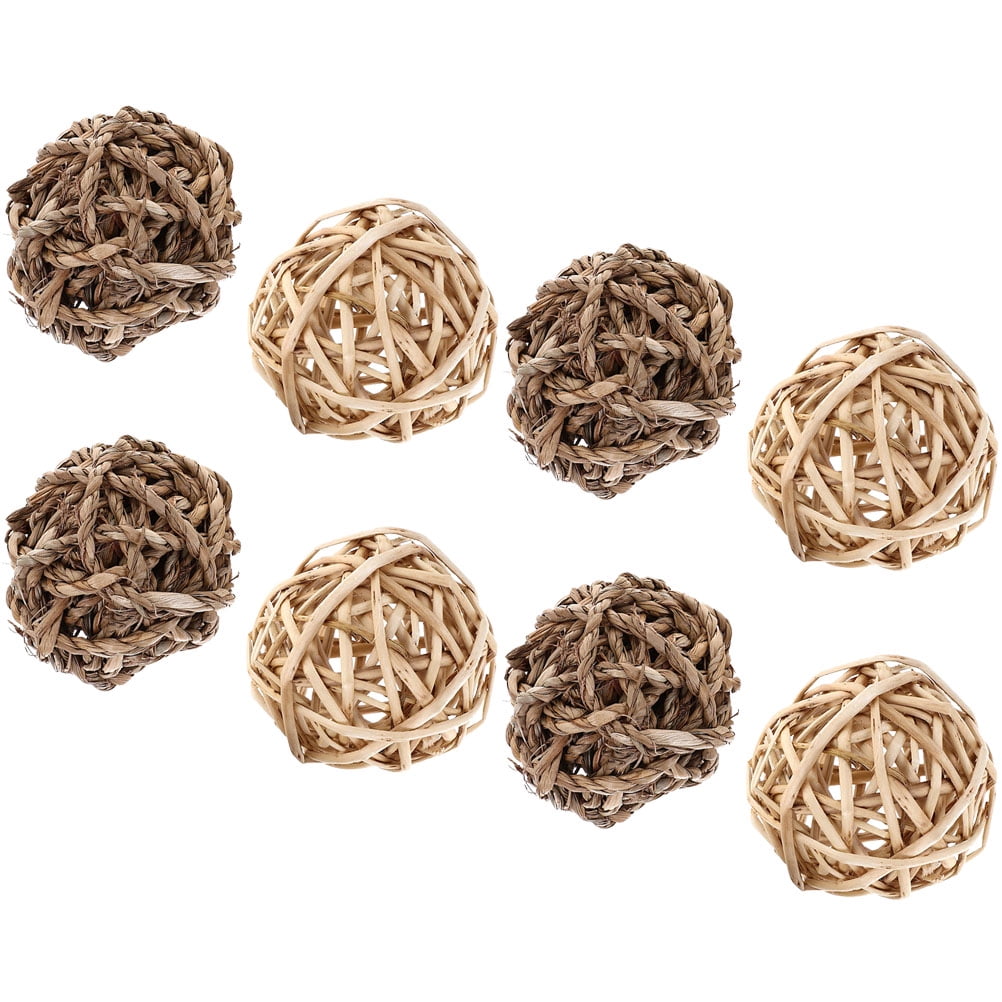 PTOOTP 8pcs Bunny Chew Grass Balls for Small Animals Assorted Color Design