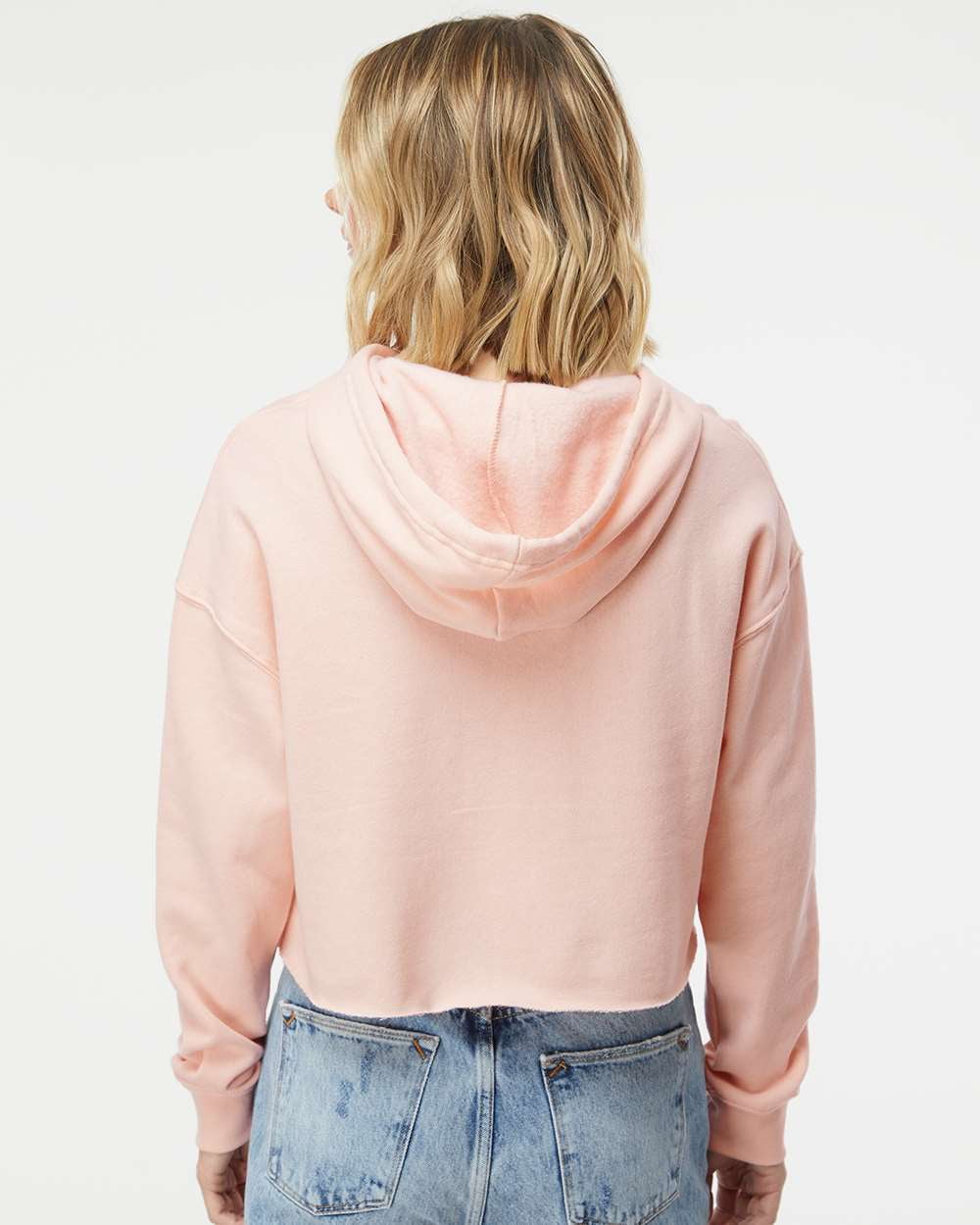 Independent Trading Co. Womens Lightweight Cropped Hooded Sweatshirt, XL, Blush