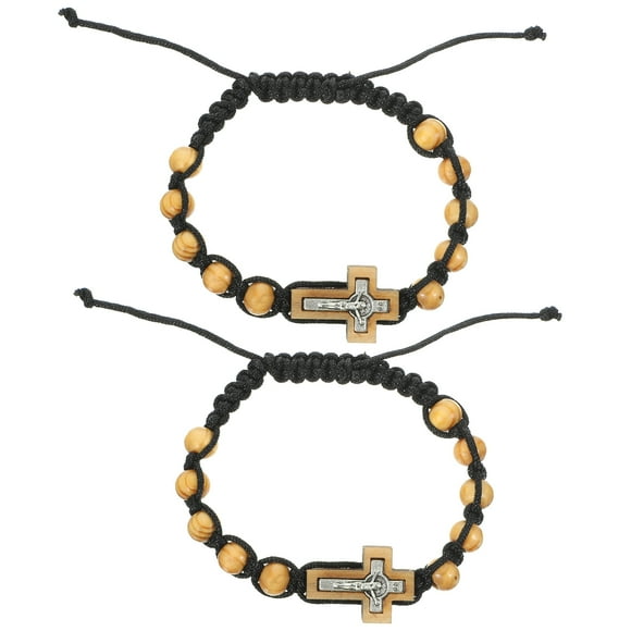 2 pulseras de cuentas, pulsera de rosario para hombre, pulsera con colgante de cruz, joyería de moda.