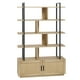 thumbnail image 3 of ChaoLink Librero de ratán de 5 niveles con gabinete de almacenamiento y puerta, estantería industrial alta de 71.1 pulgadas con estantes abiertos, librero de 5 niveles, 3 of 8