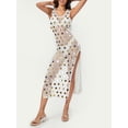 thumbnail image 5 of Biezeib Women Bikini Cover Up Long Beach Dresses Gold Sequins Cutout V-Neck Summer Swimsuit Coverup Crochet Bathing Suit Cover Ups, 5 of 6