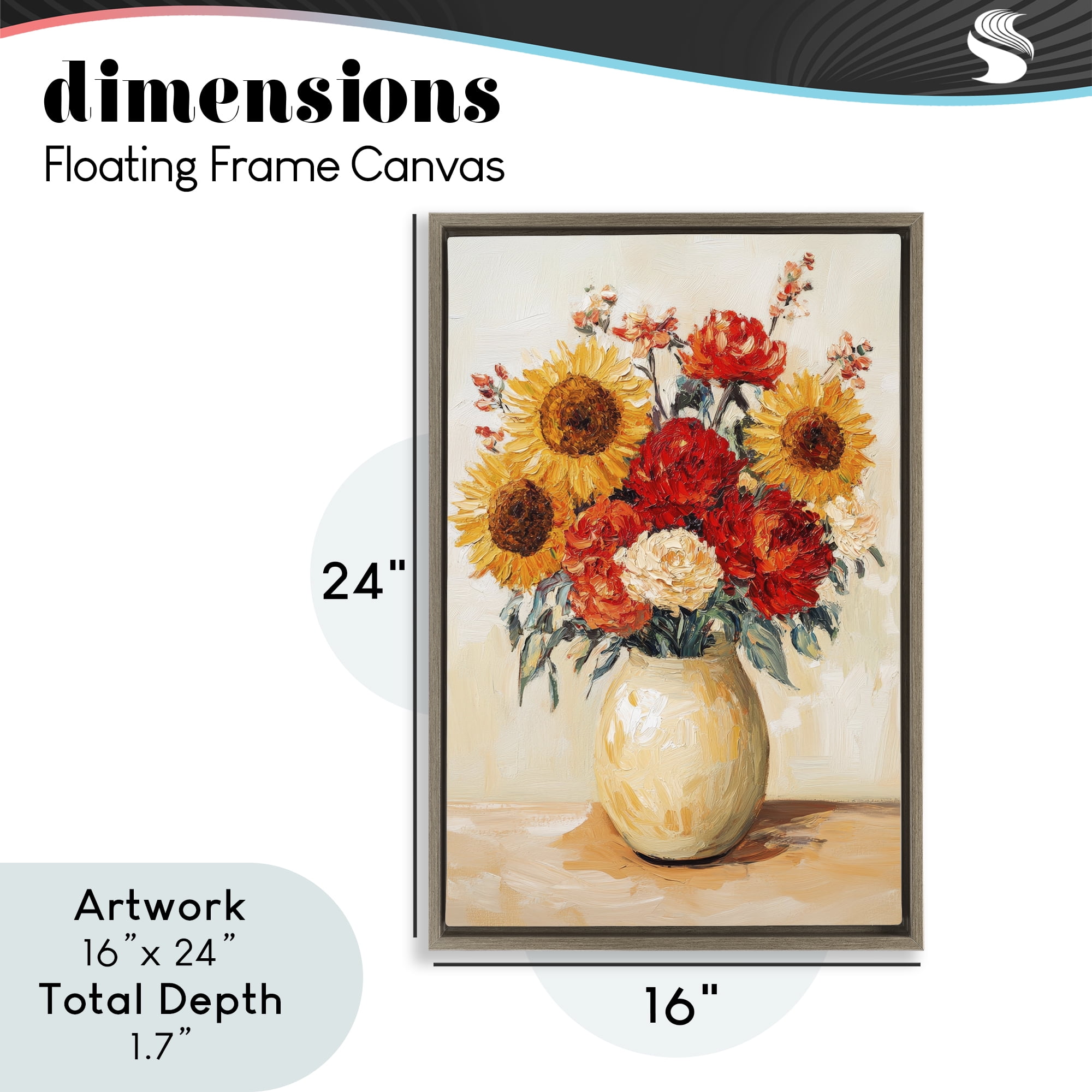 Charming Bouquet of Fall Brown Framed Floater Canvas Wall Art, design by Petal Prints Design