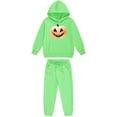 thumbnail image 4 of Placlothes Girls Hall-oween 2-Piece Tracksuit Set: Soft 100% Polyester Pumpkin Print Hoodie & Joggers, Green Outfit for Girls Ages 3-12,Size 4 T, 4 of 4