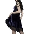 thumbnail image 5 of Nituyy Women Ruffles Spaghetti Strap Dress V-Neck Lace Trim Bowknot Velvet Dress, 5 of 5