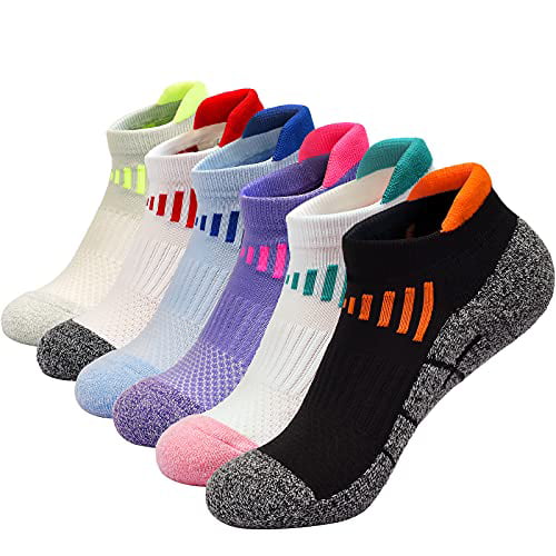 Womens Ankle Athletic Socks Low Cut Cushioned Breathable Running Performance  Sport Tab Cotton Socks 6 Pack (Multicoloured) - Walmart.com