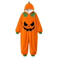 thumbnail image 6 of FASHOFT Adult Onesies for Women Men Pumpkin Flannel Halloween Jumpsuit for Cosplay Party Dress up Hooded Soft Loungewear Orange L, 6 of 7