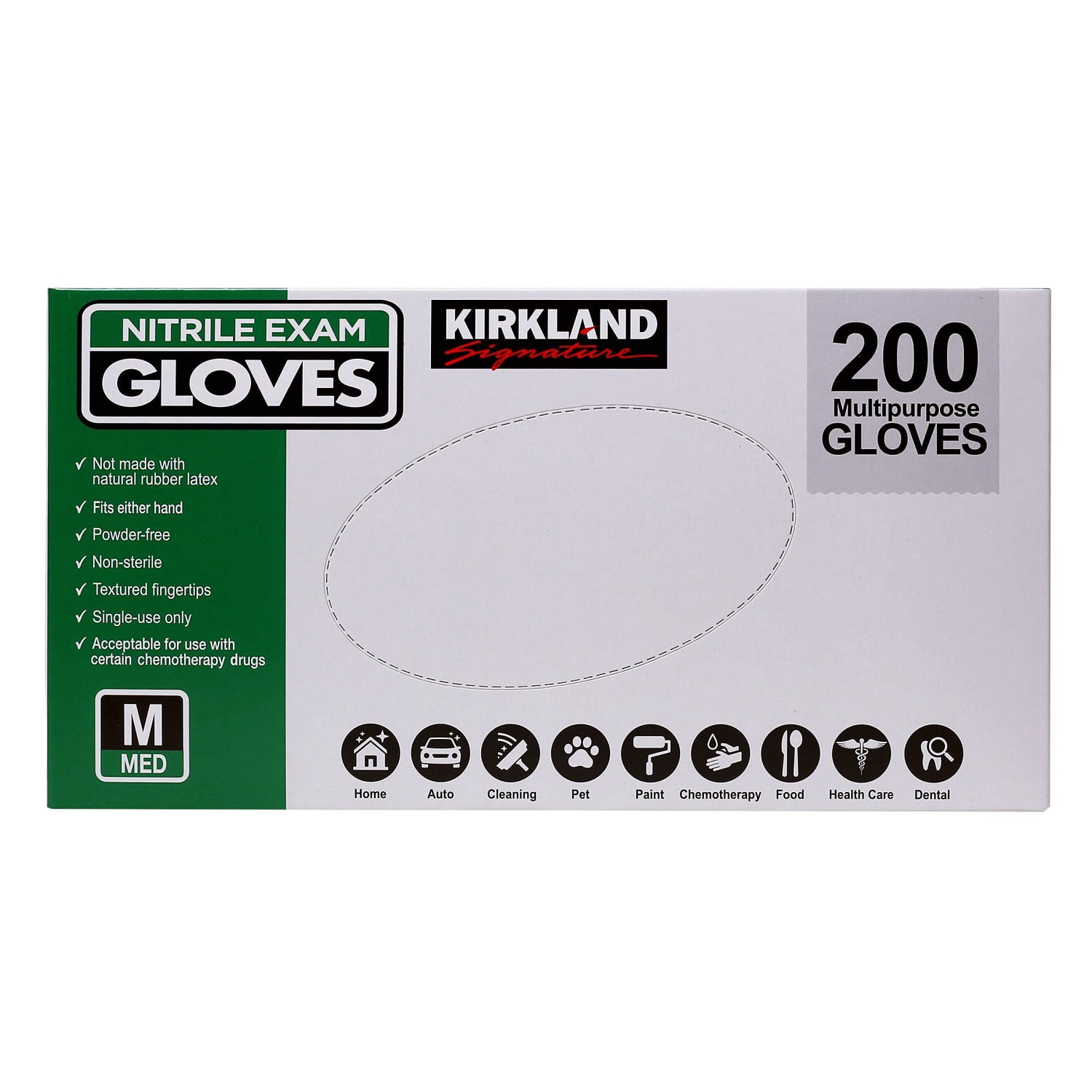 Kirkland Signature Nitrile Exam Gloves, Powder Free, Medium (400 Count)