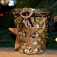 thumbnail image 3 of Set of 3 Silver Nights Candle Holder Centerpiece Wind Lights, Star Themed, Rustic Solid Charm, Twine and Faux Leather Wrapped, Hobnail Glass, 3, 4, and 5 Inches, 3 of 6