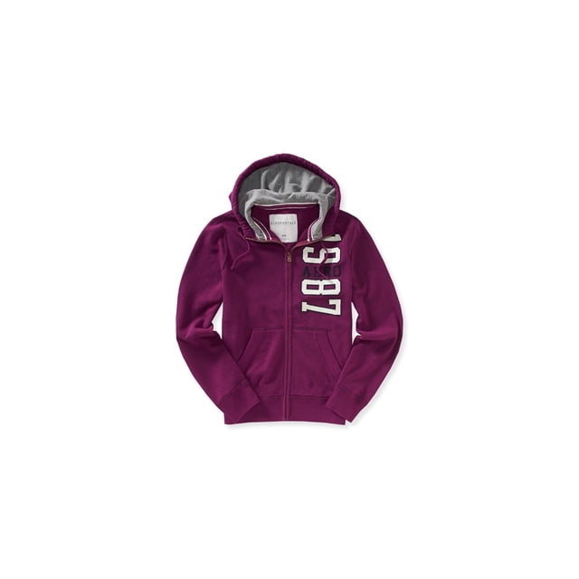 Aeropostale Sudadera con capucha y cremallera completa para hombre 1987, Púrpura, X-Large Aeropostale Sudadera