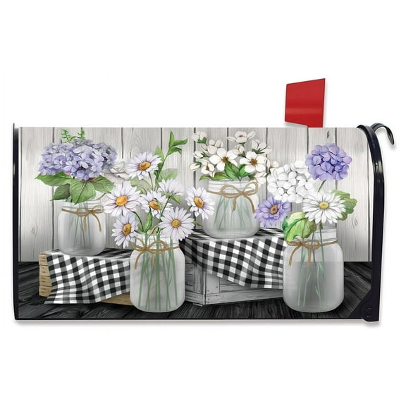 Briarwood Lane Checkered Mason Jars Spring Mailbox Cover