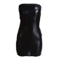 thumbnail image 3 of Women's Club Dress Faux Leather Strapless Mini Dress Slim Sleeveless Night Club Party Bodycon Dress, 3 of 7