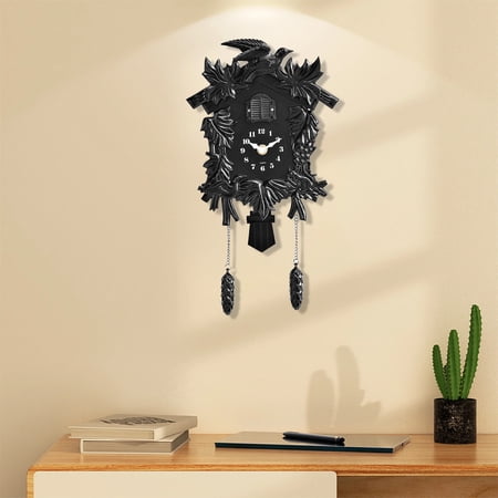 Meggemo Vintage Bird Call Wall Clock Distressed Plastic Decorative Hourly Chime Wall Clock with Carved Details